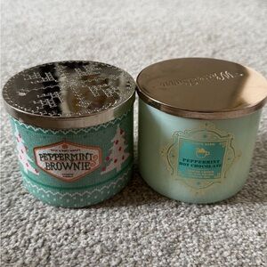 Bath & Body Works Peppermint Brownie & Peppermint Hot Chocolate 3-Wick Candles